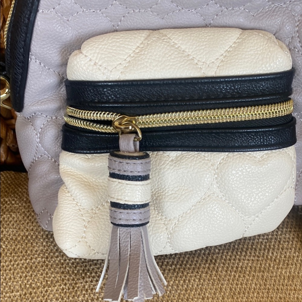 Betsey Johnson Black, Gray and Cream Mini Backpack - Picture 3 of 7